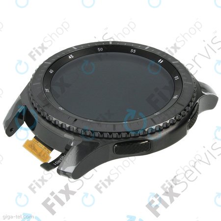 Samsung Gear S3 Frontier R760, R765 - LCD Kijelző + Érintőüveg + Keret (Space Gray) - GH97-19658A Genuine Service Pack
