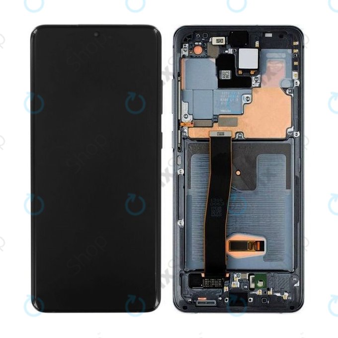 Samsung Galaxy S20 Ultra G988F - LCD Kijelző + Érintőüveg + Keret + Elapi Kamera (Cosmic Black) - GH82-22271A, GH82-22327A Genuine Service Pack