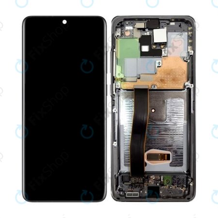 Samsung Galaxy S20 Plus G985F - LCD Kijelző + Érintőüveg + Keret (Cosmic Black) TFT
