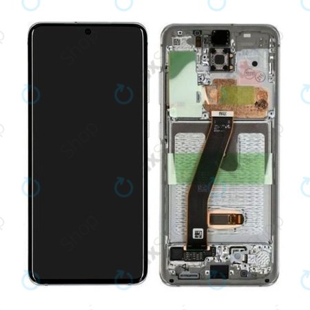 Samsung Galaxy S20 G980F - LCD Kijelző + Érintőüveg + Keret (Cloud White) - GH82-22123B, GH82-22131B Genuine Service Pack