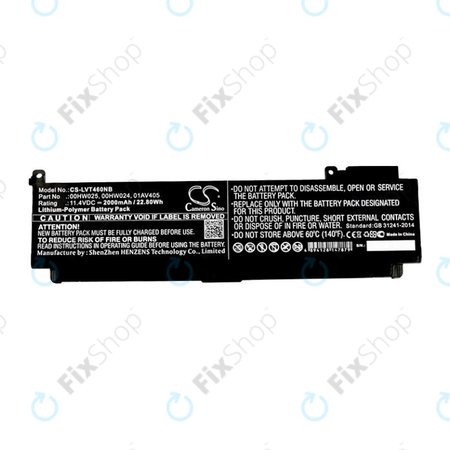 Akkumulátor Lenovo ThinkPad T460S, T470S, 2000mAh, Li-Pol, 11.4V, 00HW025, HQ