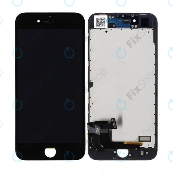 Kijelző In-Cell iPhone 8, SE (2020), SE (2022), Black, Érintőüveg kerettel, FixPremium