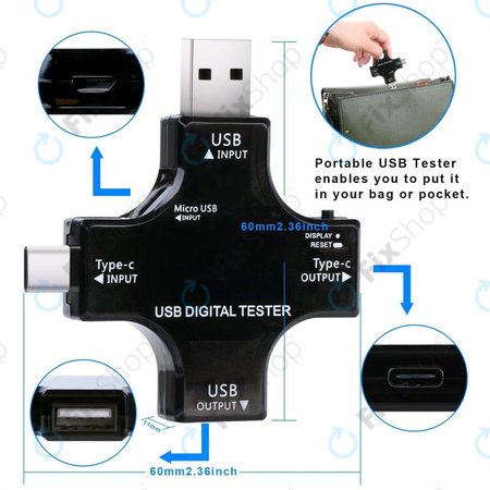 Eversame 2in1 - USB-Tesztelő és Multiméter (USB-C és USB 3.0)