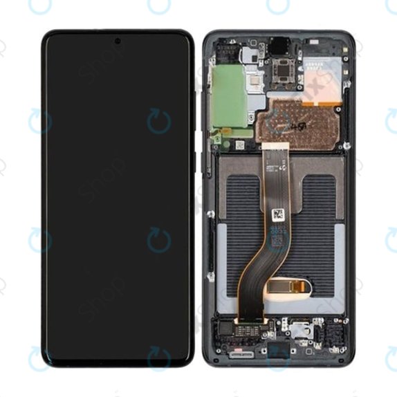 Samsung Galaxy S20 Plus G985F - LCD Kijelző + Érintőüveg + Keret (Cosmic Black) OLED