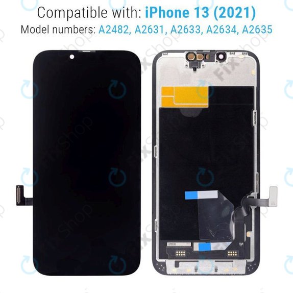 Kijelző Hard OLED iPhone 13, Érintőüveg kerettel, FixPremium