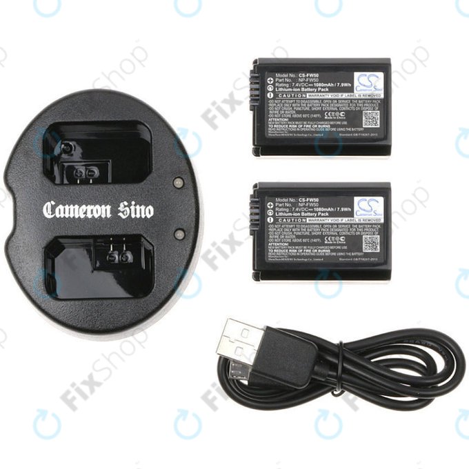 2 db Akkumulátor töltővelSony NEX-5, Alpha 7, NEX-7, 1030mAh, Li-Ion, 7.4V, NP-FW50, HQ