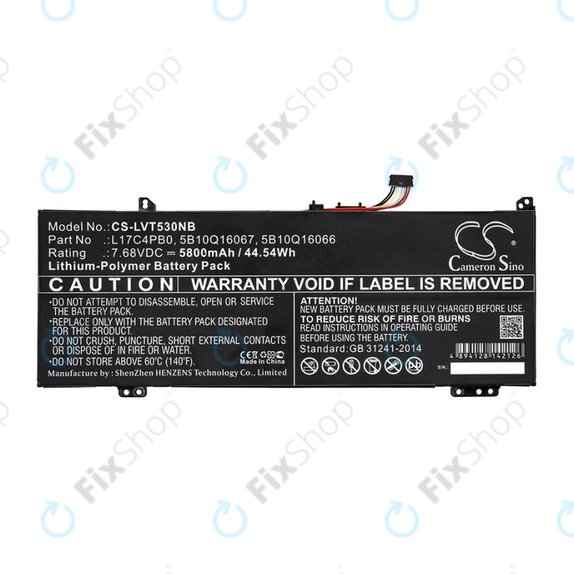 Akkumulátor Lenovo Air 14, Flex 6, Ideapad 530, Yoga 530, 5800mAh, Li-Pol, 7.68V, L17C4PB0, HQ