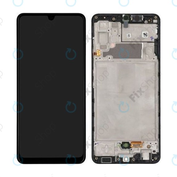 Samsung Galaxy A32 A325F - LCD Kijelző + Érintőüveg + Keret (Awesome Black) - GH82-25566A, GH82-25579A Genuine Service Pack