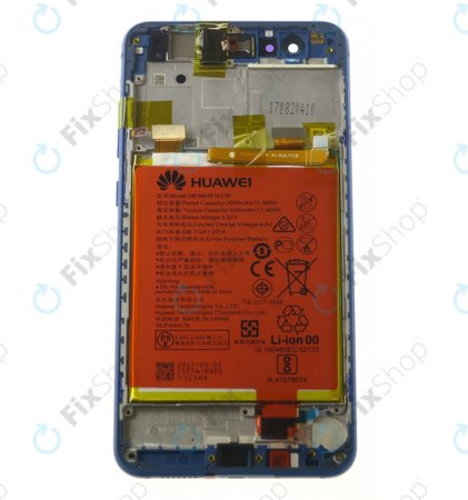 Huawei P10 Lite - LCD Kijelző + Érintőüveg + Keret + Akkumulátor (Sapphire Blue) - 02351FSL Genuine Service Pack