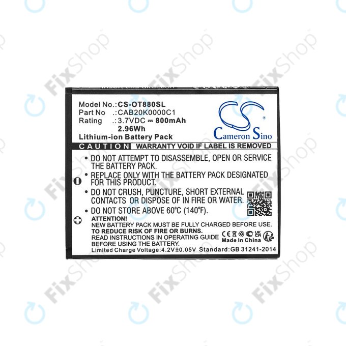 Akkumulátor Alcatel Onetouch, 800mAh, Li-ion, 3.7V, BTR510AB, HQ