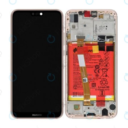 Huawei P20 Lite - LCD Kijelző + Érintőüveg + Keret + Akkumulátor (Sakura Pink) - 02351VUW, 02351XUB, 02352CCL Genuine Service Pack