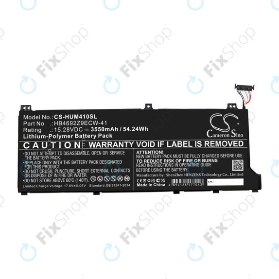 Akkumulátor Honor MagicBook 14, Huawei MateBook D14, MediaPad D14, MagicBook 14, 3550mAh, Li-Pol, 15.28V, HB4692Z9ECW-41, HQ
