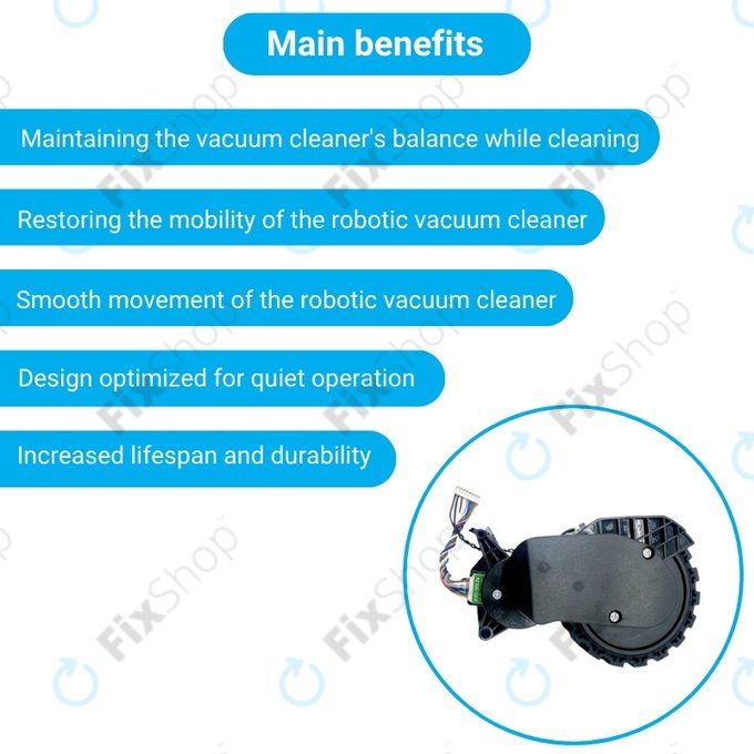 Xiaomi Robot Vacuum X20, S10, Dreame X30, X20, X10 Pro - Kerék Motorral (Bal) (Fekete)