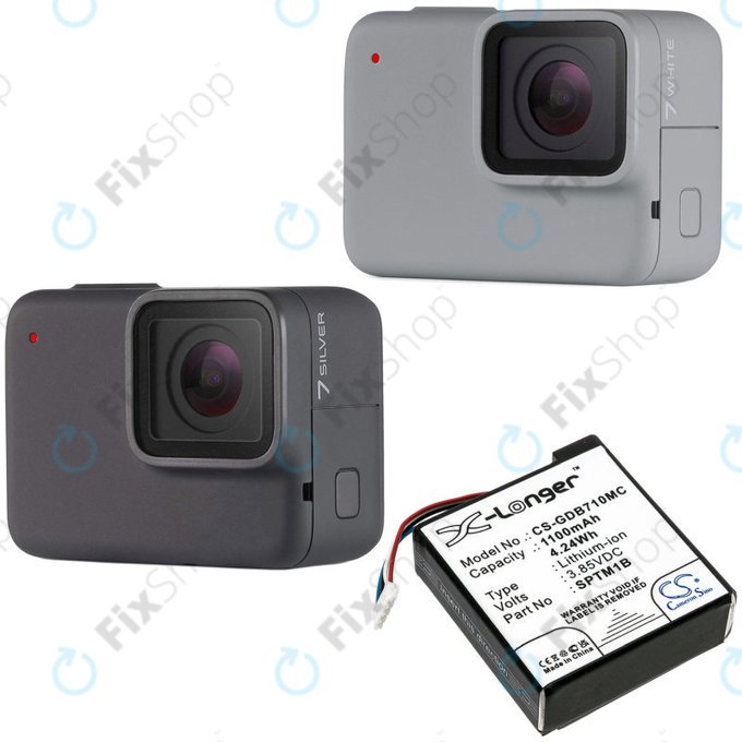 Akkumulátor Gopro Hero 7 Silver, White, 1100mAh, Li-Ion, 3.85V, SPTM1B, HQ