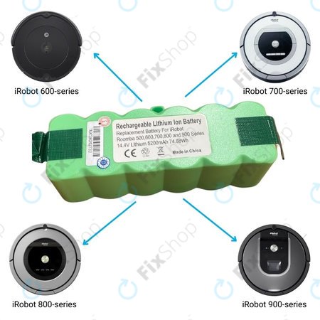 iRobot Roomba 600, 700, 800, 900-series - Akkumulátor 2130LI, 4502233, 4374392 Li-Ion 14.4V 5200mAh