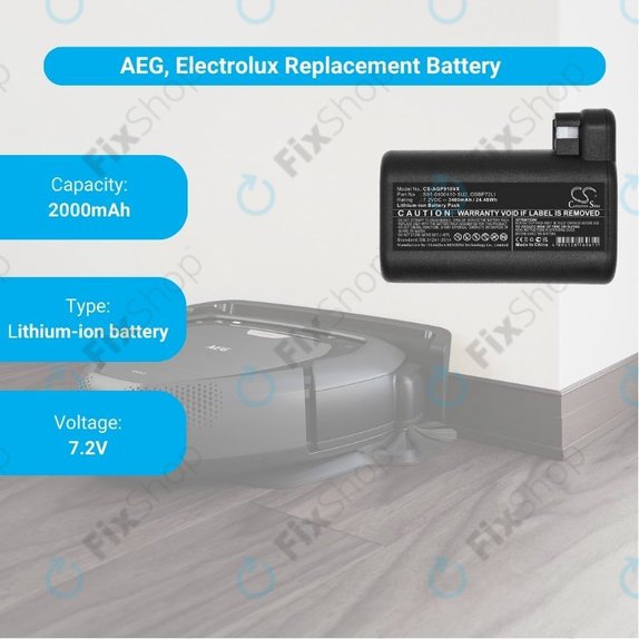 AEG RX-series, Electrolux E, P-series - Akkumulátor S91-0400410-SU2, OSBP72LI, OSBP72LI25 Li-Ion 7.2V 3400mAh HQ