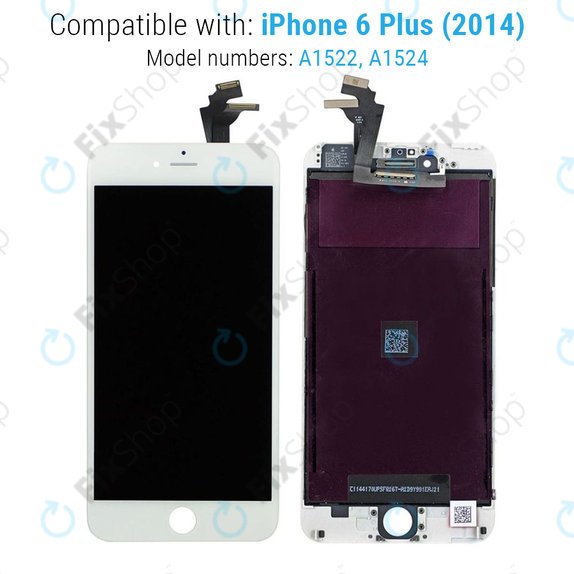 Apple iPhone 6 Plus - LCD Kijelző + Érintőüveg + Keret (White) Original Refurbished