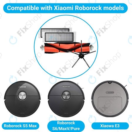 Xiaomi Roborock S5 Max, S6, S6 MaxV, S6 Pure, Xiaowa E3 - Kiegészítő Készlet (Fekete)