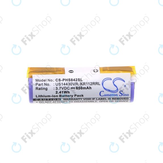 Akkumulátor Philips HS8420, 650mAh, Li-Ion, 3.7V, US14430VR, KR112RRL, HQ