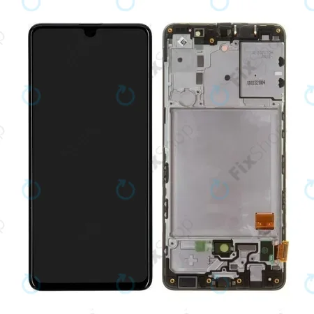Samsung Galaxy A41 A415F - LCD Kijelző + Érintőüveg + Keret (Prism Crush Black) - GH82-22860A, GH82-23019A Genuine Service Pack