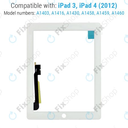 Apple iPad 3, iPad 4 - Érintőüveg + Home/Kezdőlap gomb (White)