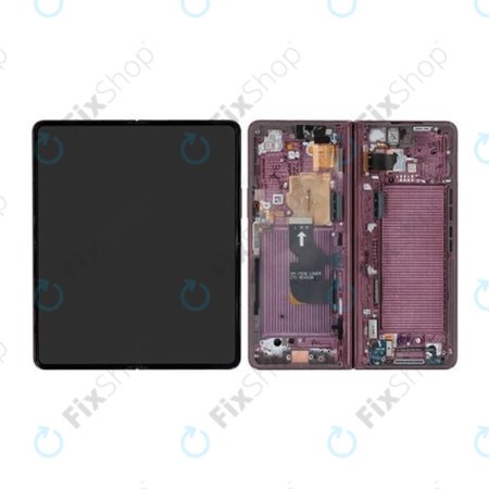 Samsung Galaxy Z Fold 4 F936B - LCD Kijelző + Érintőüveg + Keret (Burgundy) - GH82-29461D, GH82-29462D Genuine Service Pack