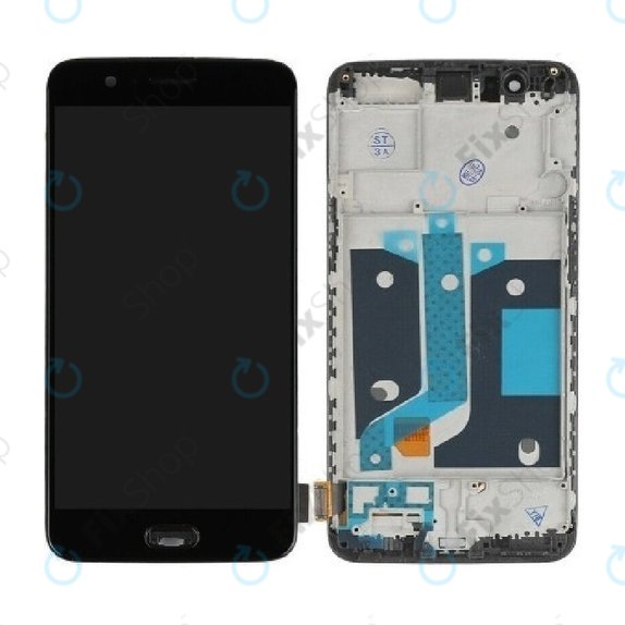 OnePlus 5 - LCD Kijelző + Érintőüveg + Keret (Black) TFT