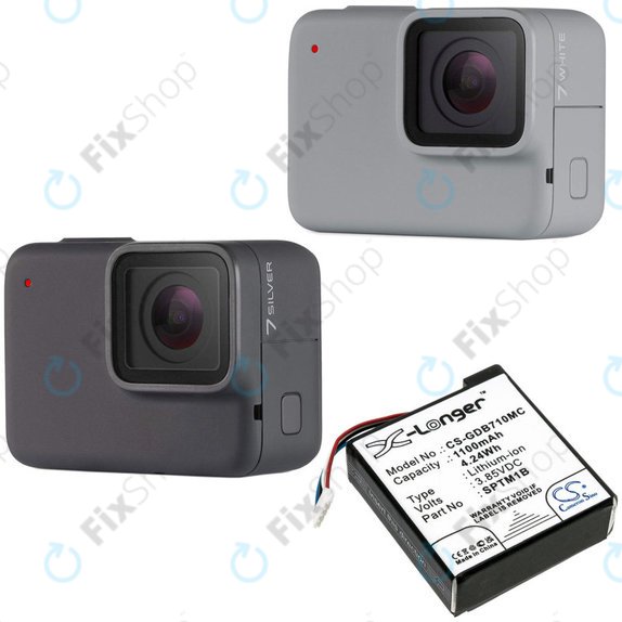 Akkumulátor Gopro Hero 7 Silver, White, 1100mAh, Li-Ion, 3.85V, SPTM1B, HQ