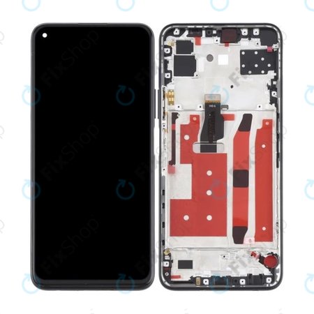 Huawei P40 Lite 5G - LCD Kijelző + Érintőüveg + Keret (Midnight Black) TFT