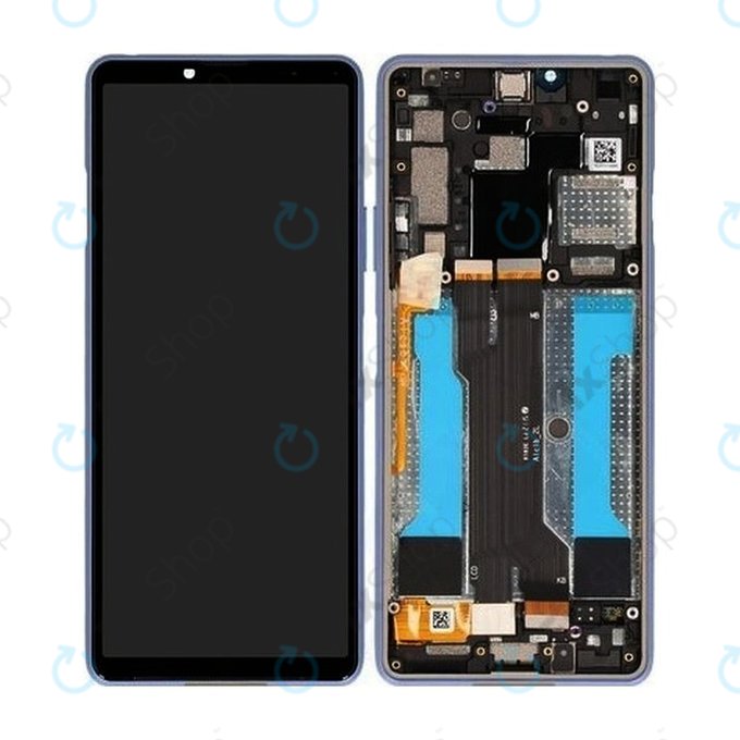 Sony Xperia 10 III - LCD Kijelző + Érintőüveg + Keret (Blue) - A5034094A Genuine Service Pack