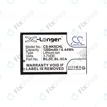 Akkumulátor Nokia 1208, 1110, 2310, 1200mAh, Li-ion, 3.7V, BL-5C, HQ