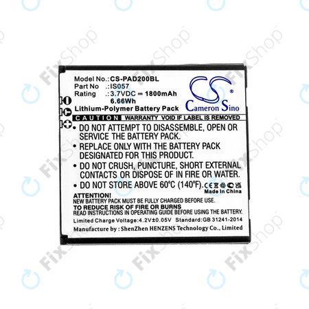 Akkumulátor Pax myPOS D200, D200T, IS275, D200, 1800mAh, Li-Pol, 3.7V, IS057, HQ