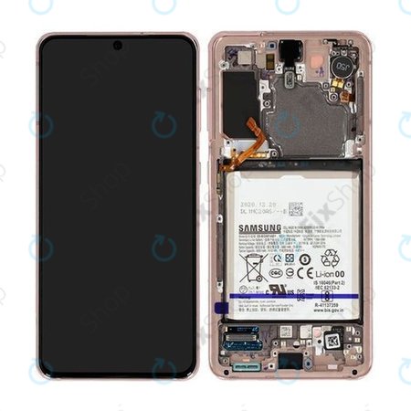 Samsung Galaxy S21 G991B - LCD Kijelző + Érintőüveg + Keret + Akkumulátor (Phantom Violet) - GH82-24716B, GH82-24718B Genuine Service Pack