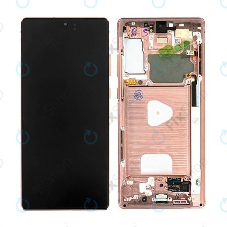 Samsung Galaxy Note 20 N980B - LCD Kijelző + Érintőüveg + Keret (Mystic Bronze) - GH82-23495B, GH82-23733B Genuine Service Pack