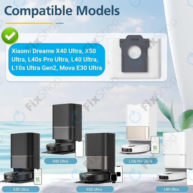 Porzsák, 2 db Xiaomi Dreame X40 Ultra, X50 Ultra, L40s Pro Ultra, L40 Ultra, L10s Ultra Gen2, Mova E30 Ultra, Mova V50 Ultra, P60