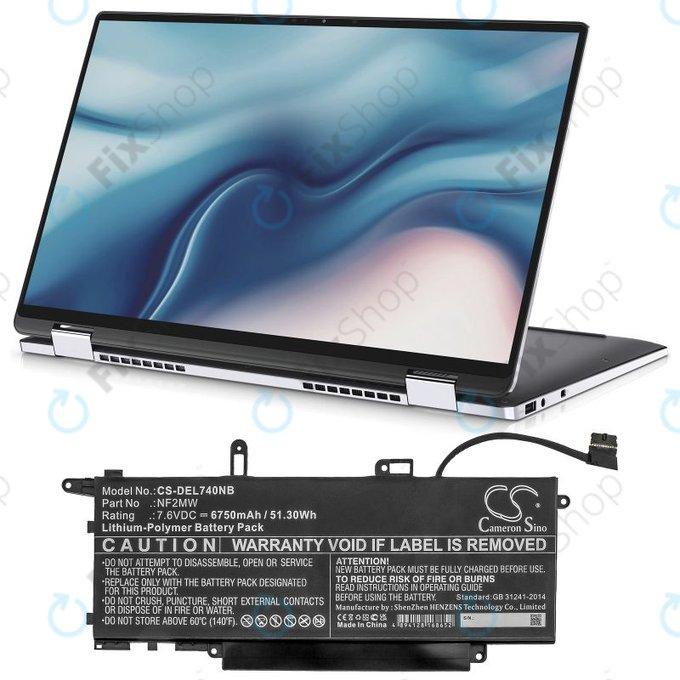 Akkumulátor Dell Latitude 7310 2-in-1, 7400 2-in-1, 6750mAh, Li-Pol, 7.6V, NF2MW, HQ