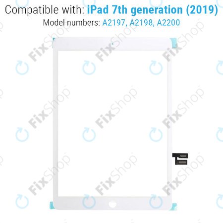 Apple iPad (7th Gen 2019, 8th Gen 2020) - Érintőüveg (White)