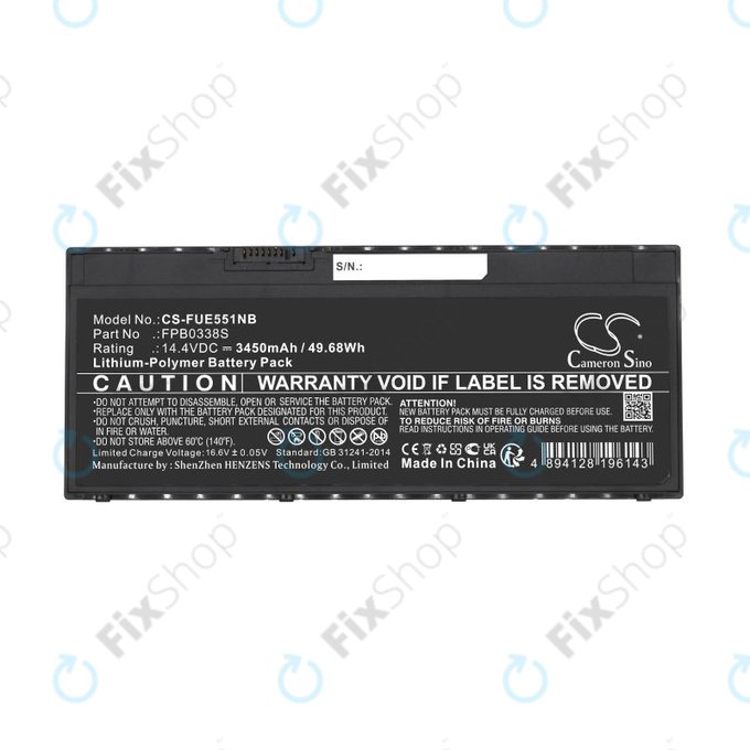 Akkumulátor Fujitsu Lifebook E4411, E448, E458, 3450mAh, Li-Pol, 14.4V, FPB0338S, HQ