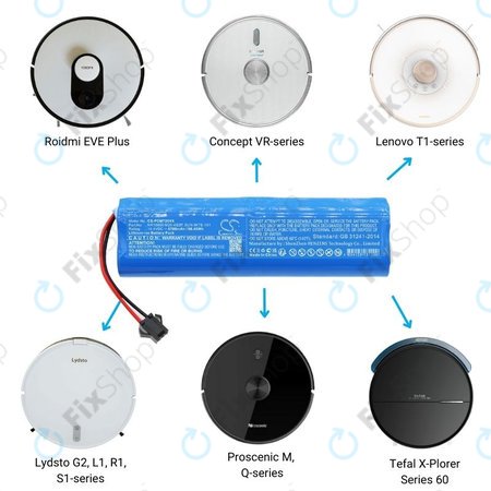 Xiaomi Roidmi EVE Plus, Viomi, Lydsto, Proscenic, Tefal - Akkumulátor NR18650 M26-4S2P, SUN-INTE-181, H18650CH-4S2P Li-Ion 14.4V 6700mAh HQ