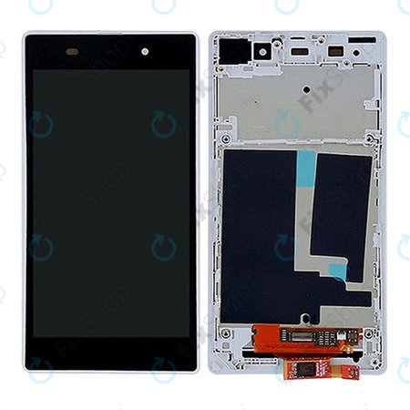 Sony Xperia Z1 L39h - LCD Kijelző + Érintőüveg + Keret (White) TFT