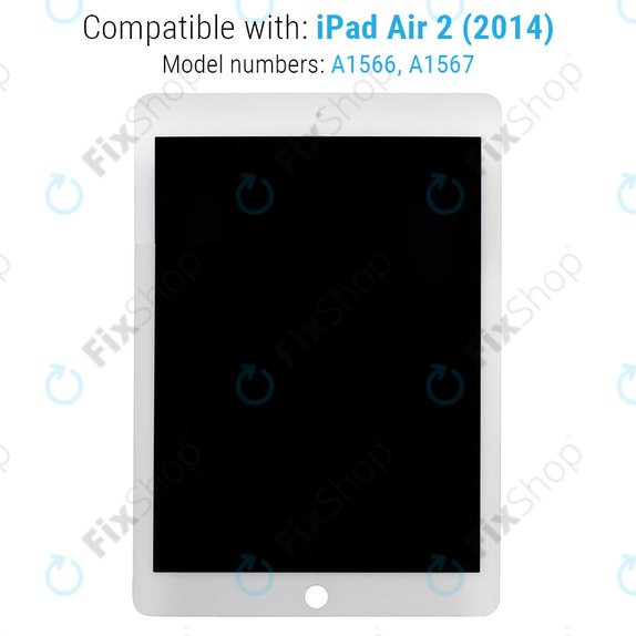 LCD Kijelző iPad Air 2, White, Érintőüveg keret nélkül, Refurbished