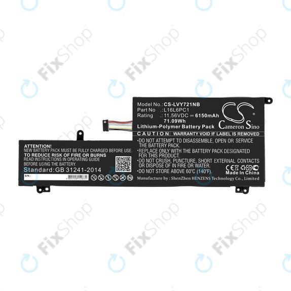 Akkumulátor Lenovo Yoga 720-15, 6150mAh, Li-Pol, 11.56V, L16L6PC1, HQ