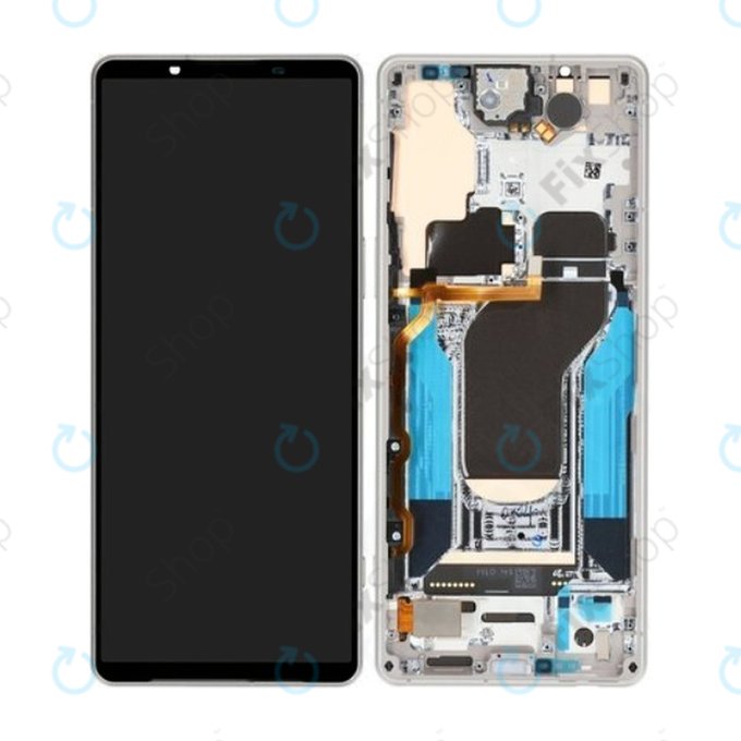 Sony Xperia 1 V - LCD Kijelző + Érintőüveg + Keret (Silver) - A5060571A Genuine Service Pack
