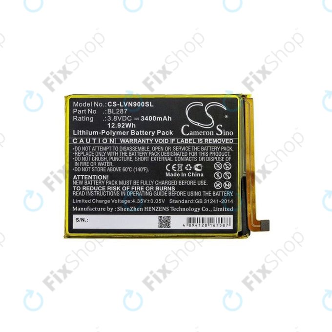Lenovo K9 Note - Akkumulátor BL287 3400mAh HQ