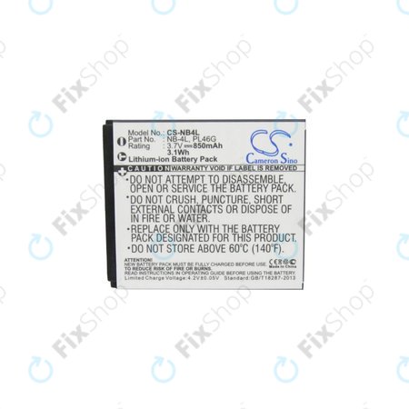 Canon Ixus, IXY, i7 Zoom, L3, L4, Legria Mini, PowerShot, TX1 - Akkumulátor NB-4L Li-Ion 850mAh HQ