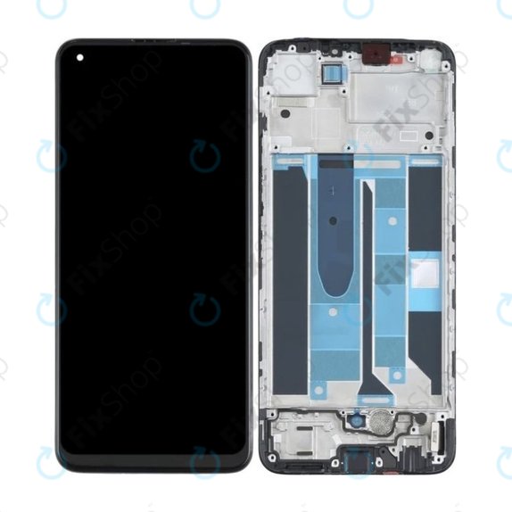 Realme 8 RMX3085 - LCD Kijelző + Érintőüveg + Keret (Cyber Black) OLED