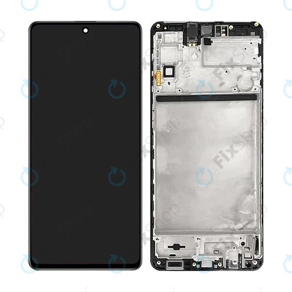 Samsung Galaxy M51 M515F - LCD Kijelző + Érintőüveg + Keret (Celestial Black) OLED