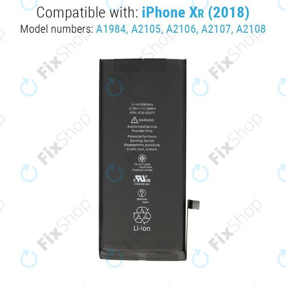 Akkumulátor iPhone XR, 2942mAh, FixPremium