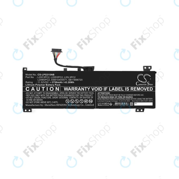 Akkumulátor Lenovo IdeaPad Gaming 3, 3750mAh, Li-Pol, 11.52V, L20C3PC2, HQ