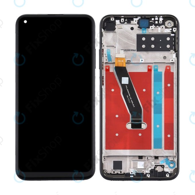 Huawei P40 Lite E - LCD Kijelző + Érintőüveg + Keret (Midnight Black) TFT